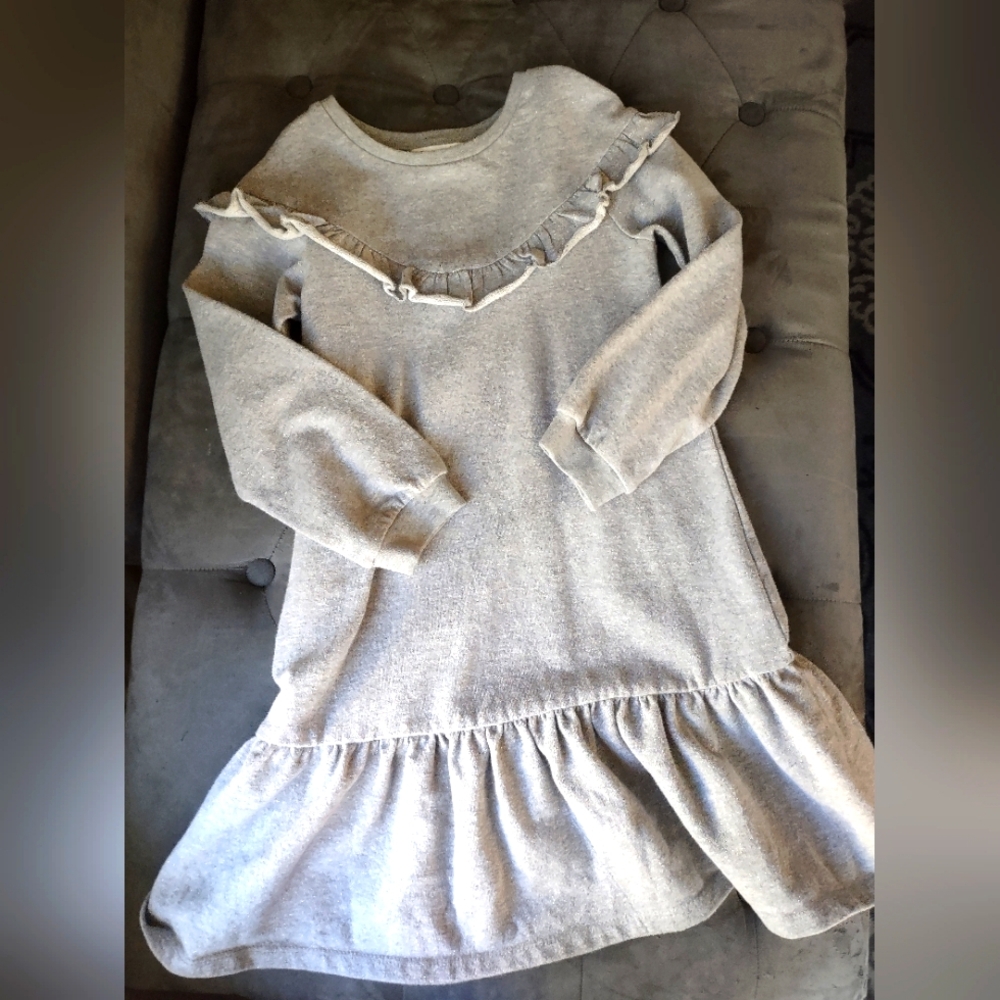 Girls Light Gray, Drop Waist Sweatshirt Dress